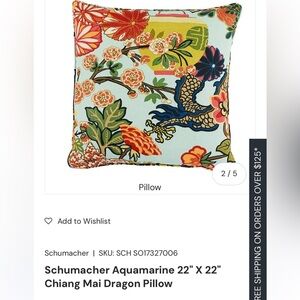Schumacher pillow covers in aquamarine Chiang Mai Dragon.